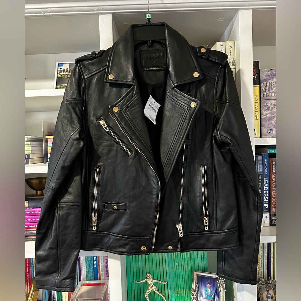 NWT Black 100% Leather Jacket Sz S